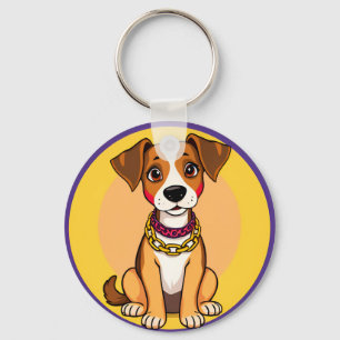 Lieblicher Cartoon Dog Tragen einer Goldkette Schlüsselanhänger