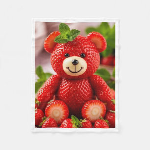 Lieblicher Erdbeer-Teddybär Kuschel Flauschdecke Fleecedecke