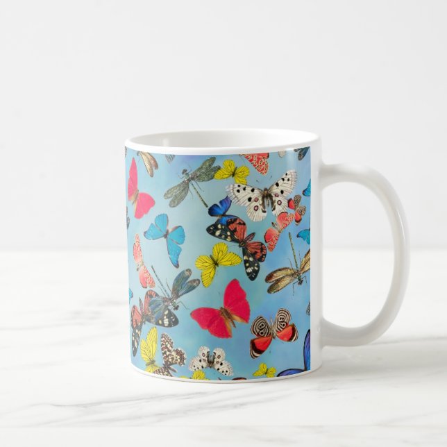 Lieblicher, farbenfroher Federschmetterling Kaffeetasse (Rechts)