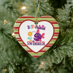Lieblicher Fisch-Kinderwitz Papa's schnellster Sch Keramik Ornament