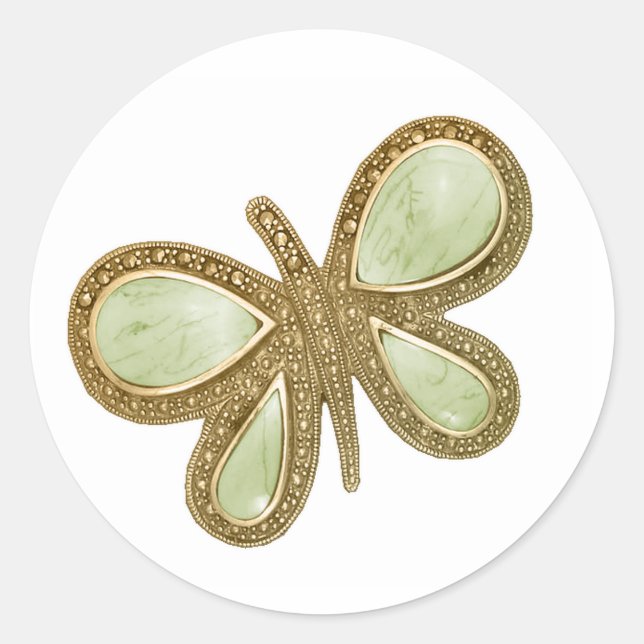 Lieblicher Goldschmetterling Hochzeitskleber Runder Aufkleber (Vorderseite)