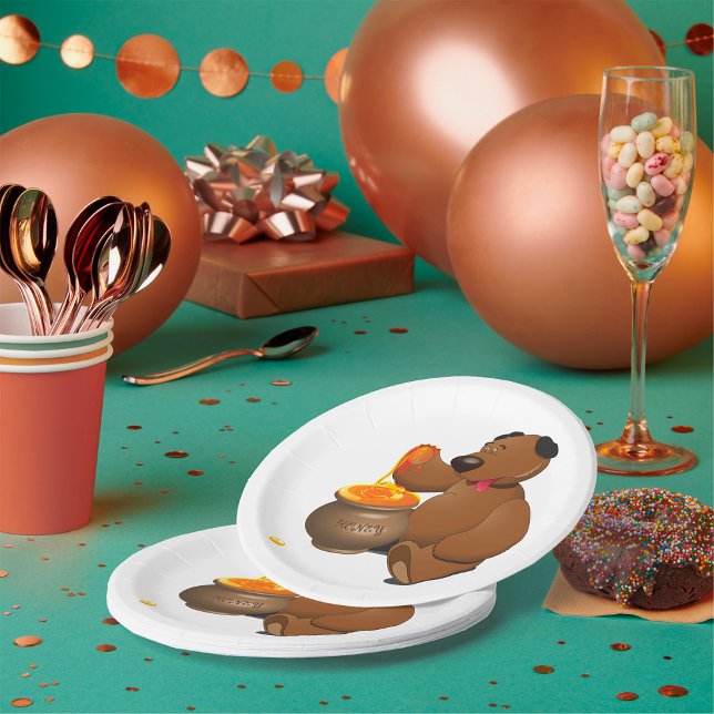 Lieblicher Honig-Liebesbär mit Honigtopf Pappteller (Von Creator hochgeladen)