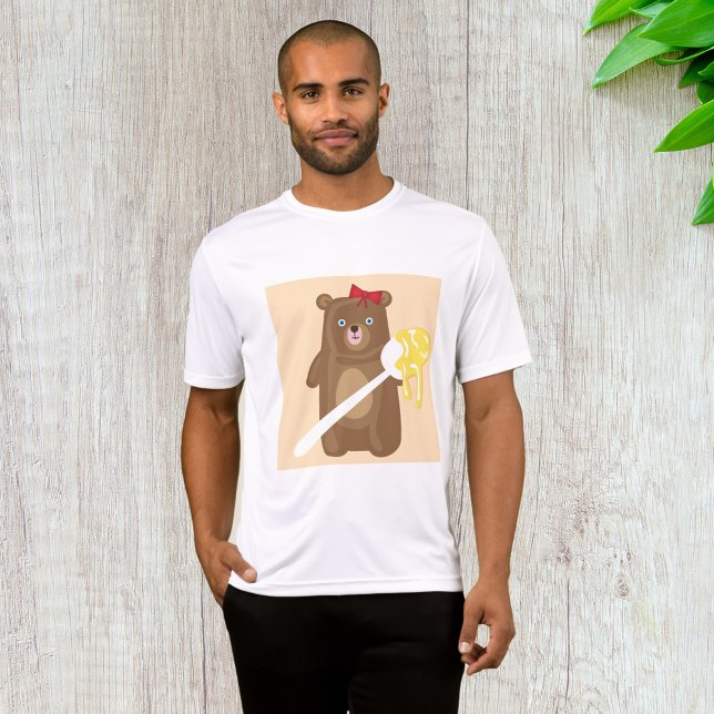 Lieblicher Honigbär mit Löffel und Rotem Bow T-Shirt (Von Creator hochgeladen)