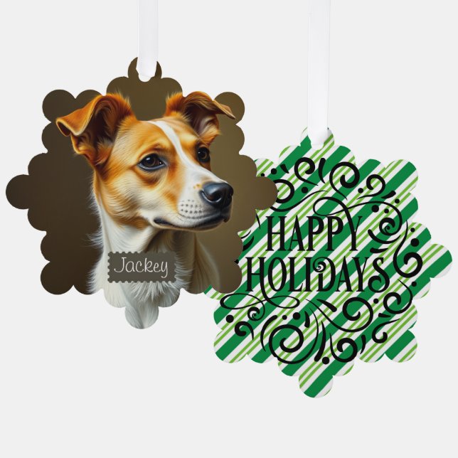 Lieblicher Hund Gestalten Sie Ihren Urlaub Ornament Karte (Vorderseite/Rückseite)