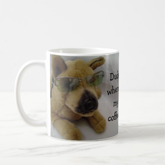 Lieblicher Hund mit Kaffee-Sprichwort Kaffeetasse (Links)