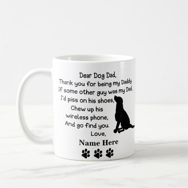 Lieblicher Hund Vater mit Individuelle Name und Bi Kaffeetasse (Links)