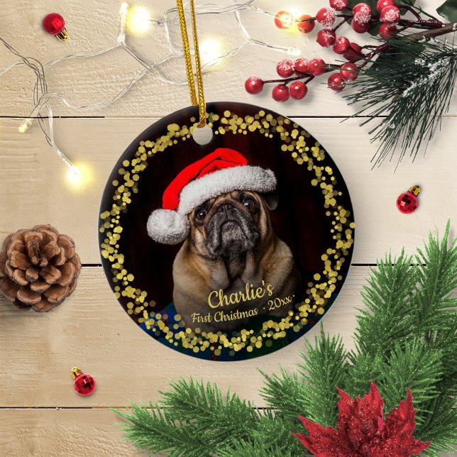 Lieblicher Hund Welpe Pet Erste Weihnachtsfeier Fo Keramik Ornament (Von Creator hochgeladen)