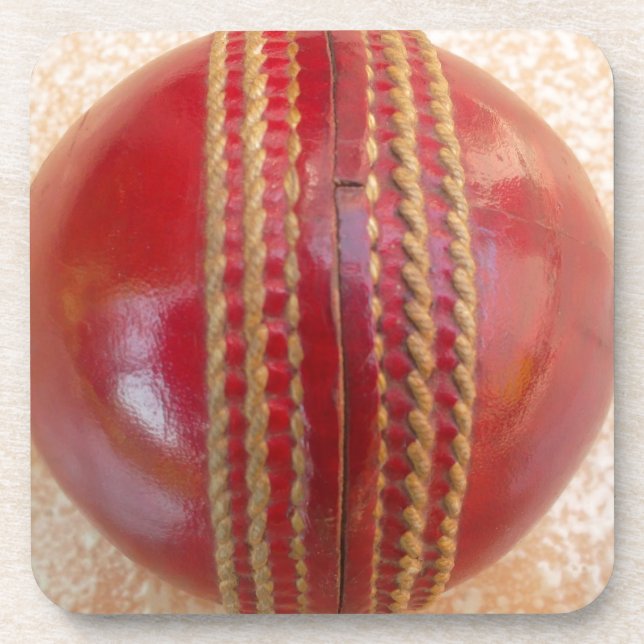 Lieblicher internationaler Cricket Red Leather Bal Getränkeuntersetzer (Vorderseite)