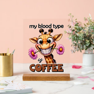 Lieblicher Kaffeetyp Wort Art Giraffe Acrylschild