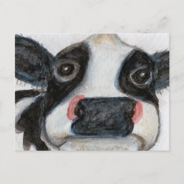 Lieblicher Kuh Aquarell Geburtstag vielen Dank Postkarte (Vorderseite)