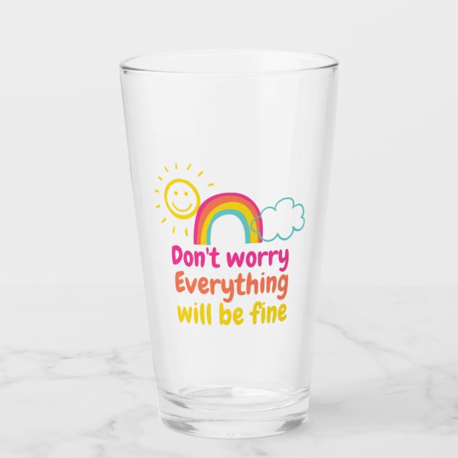 Lieblicher Regenbogen, Sonne und Wolke Glas (Vorderseite)