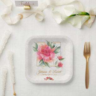Lieblicher Rosengarten Budget-Hochzeit Pappteller