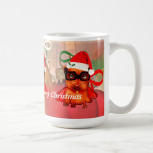 Lieblicher Santa-Bulldog mit Weihnachtsmannmütze Kaffeetasse