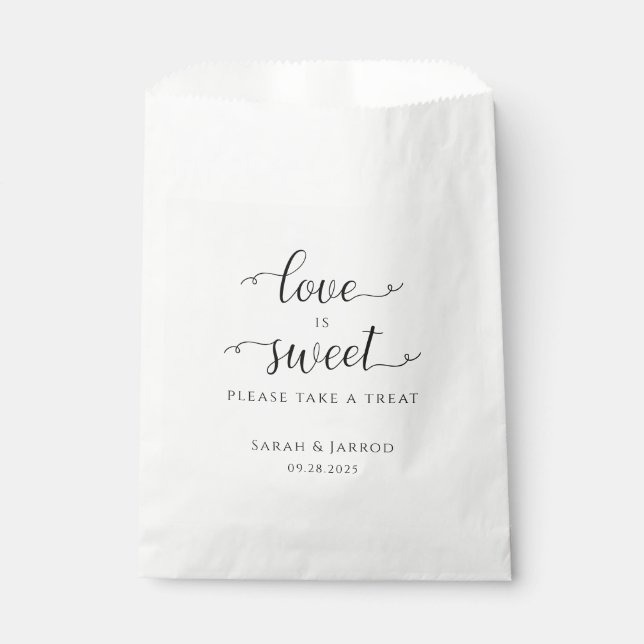 Lieblicher Schriftart Süße Leckerei Hochzeit Geschenktütchen (Vorderseite)