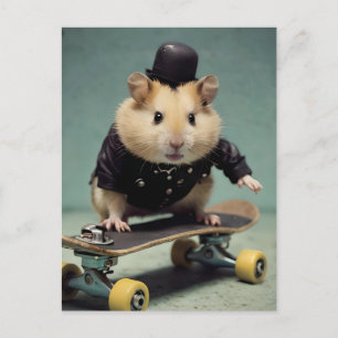 Lieblicher Skateboarding Hamster Postkarte