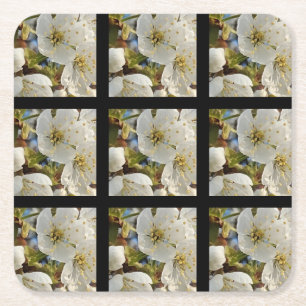 Lieblicher Springflower Grid Rechteckiger Pappuntersetzer