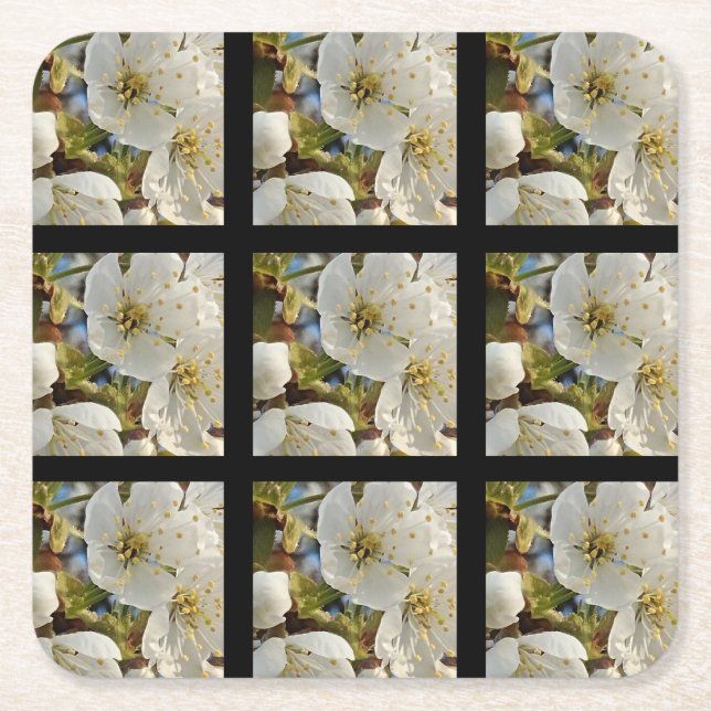 Lieblicher Springflower Grid Rechteckiger Pappuntersetzer (Vorderseite)