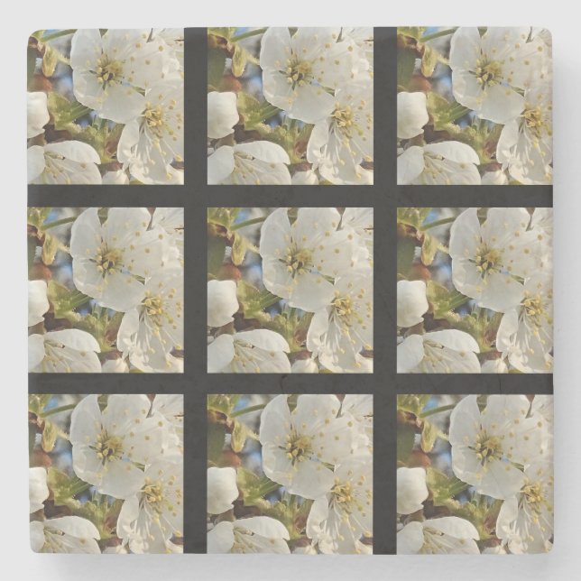 Lieblicher Springflower Grid Steinuntersetzer (Vorderseite)
