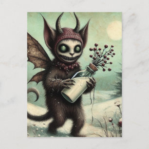 Lieblicher Weihnachts-Horror-Krampus mit Milch Postkarte
