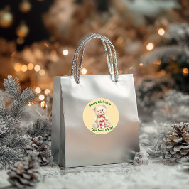 Lieblicher Weihnachtsbär Runder Aufkleber