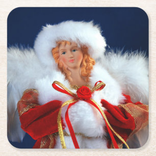Lieblicher Weihnachtsengel-Druck Rechteckiger Pappuntersetzer
