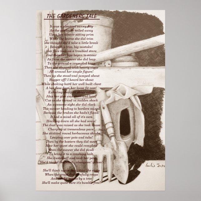 Liebliches Gedicht für Gärtner Poster (Vorne)