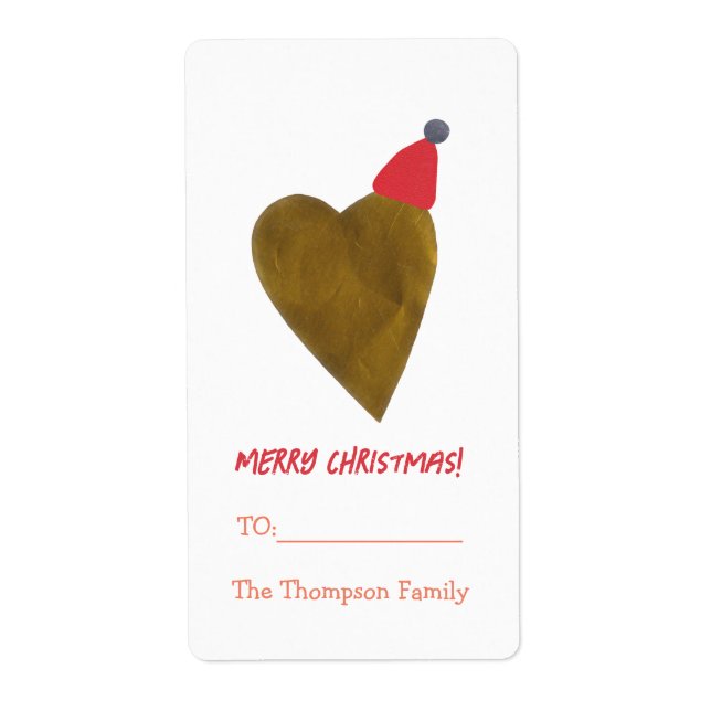 Liebliches Goldenes Herz mit Weihnachtsgeschenk (Vorne)