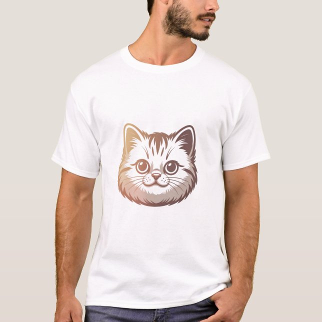 Liebliches Gradient-Tabby-Kätzchen-Katzengesicht K T-Shirt (Vorderseite)