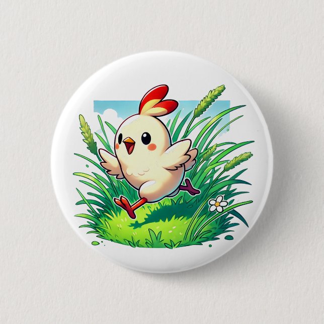 Liebliches Hähnchen beim Laufen Button (Vorderseite)