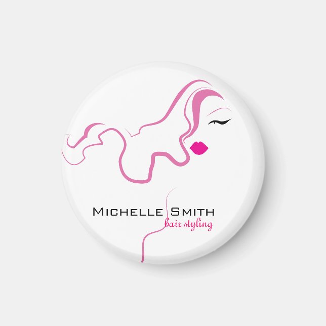 Liebliches Mädchen Ikone rosa Haar Frisur Branding Magnet (Vorne)