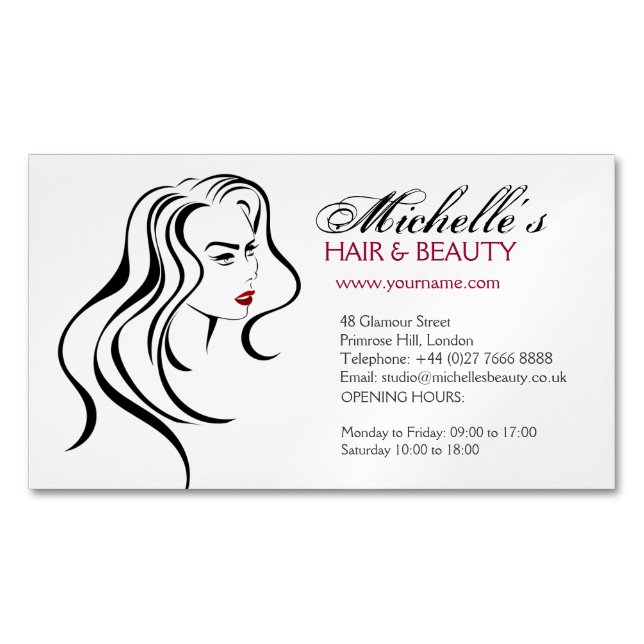 Liebliches Mädchen mit glattem Haar und Makeup-Sym Magnetische Visitenkarte (Vorderseite)