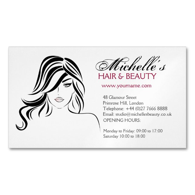 Liebliches Mädchen mit glattem Haar und Makeup-Sym Magnetische Visitenkarte (Vorderseite)