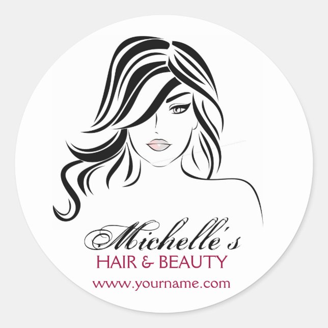 Liebliches Mädchen mit glattem Haar und Makeup-Sym Runder Aufkleber (Vorderseite)