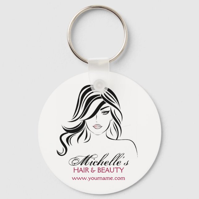 Liebliches Mädchen mit glattem Haar und Makeup-Sym Schlüsselanhänger (Vorderseite)