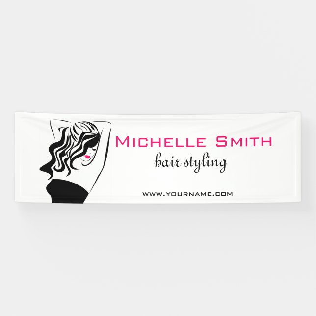 Liebliches Mädchen mit Haarstyling-Branding Banner (Horizontal)
