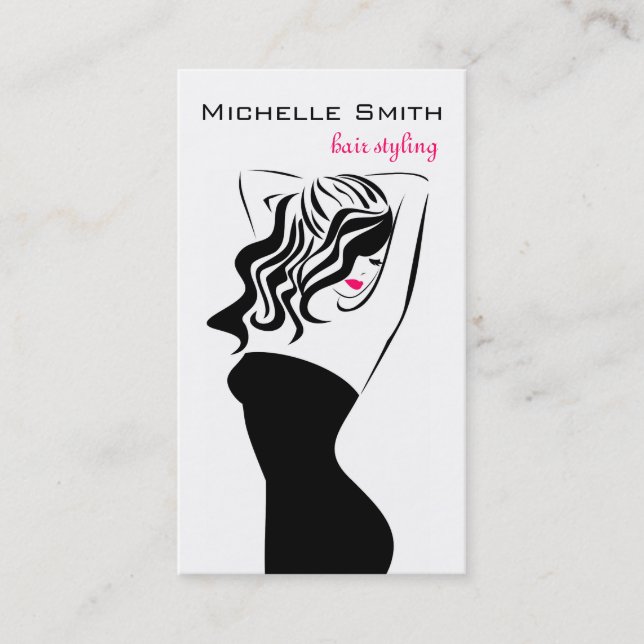 Liebliches Mädchen mit Haarstyling-Branding Visitenkarte (Vorderseite)