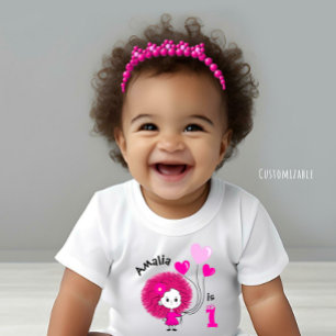 Liebliches Mädchen mit Herzblasen Baby T-shirt