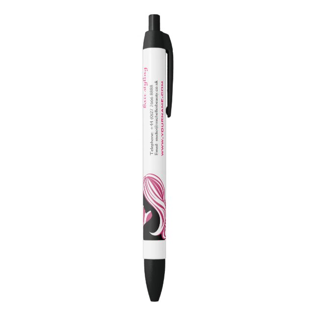 Liebliches Mädchen mit rosa Haar Haarstyling Brand Kugelschreiber (Unterseite (Vertikal))