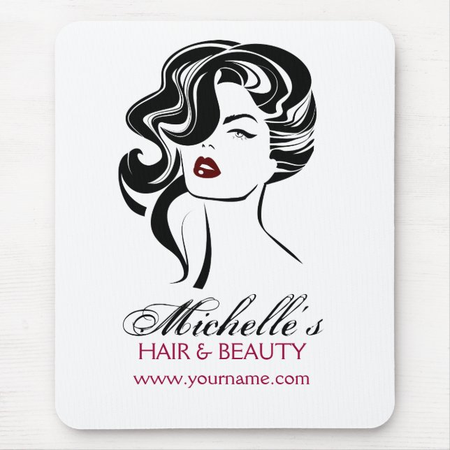Liebliches Mädchen mit scharfen Haaren Makeup Icon Mousepad (Vorne)