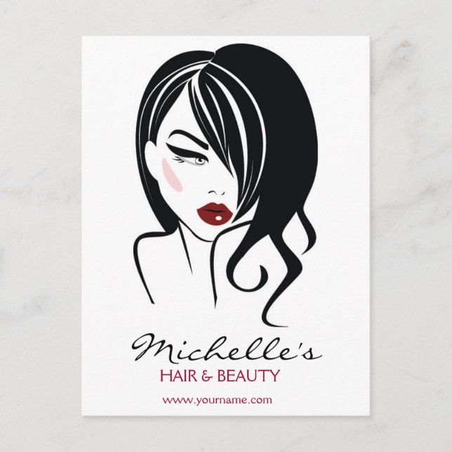 Liebliches Mädchen mit scharfen Haaren Makeup Icon Postkarte (Vorderseite)