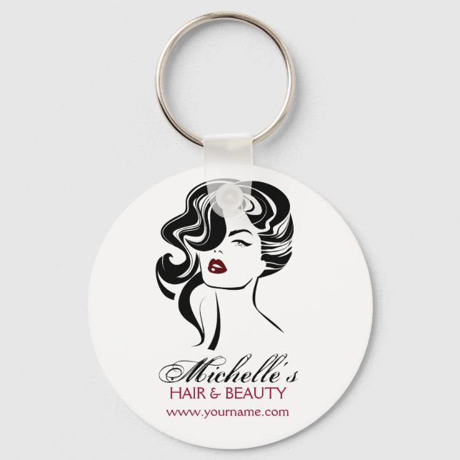 Liebliches Mädchen mit scharfen Haaren Makeup Icon Schlüsselanhänger (Vorderseite)