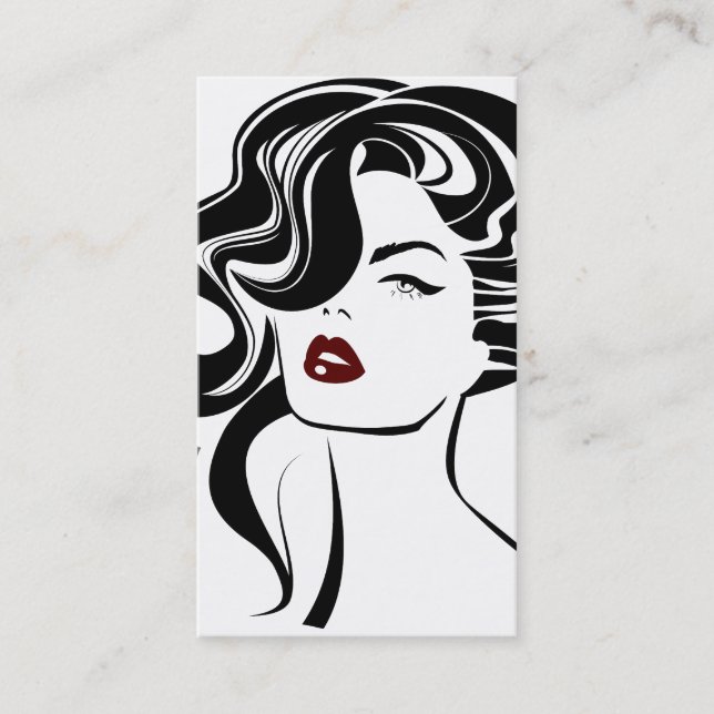 Liebliches Mädchen mit scharfen Haaren Makeup Icon Visitenkarte (Vorderseite)