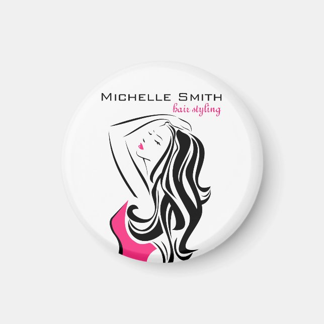 Liebliches Mädchen mit starkem Haar Haarstyling Br Magnet (Vorne)