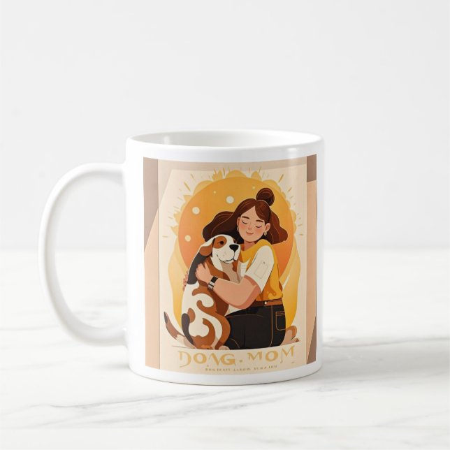 Liebliches Mädchen und Hundehug Kaffeetasse (Links)