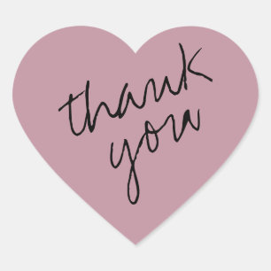 Liebliches Mauve - Pink Heart Danke Sticker