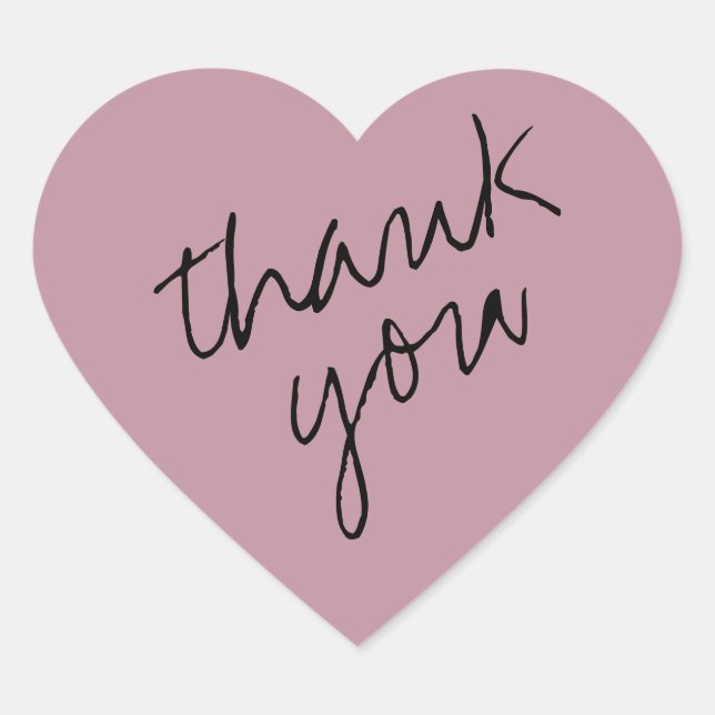 Liebliches Mauve - Pink Heart Danke Sticker (Vorderseite)