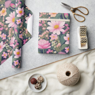 Liebliches rosa Blume Wrapping Paper Geschenkpapier