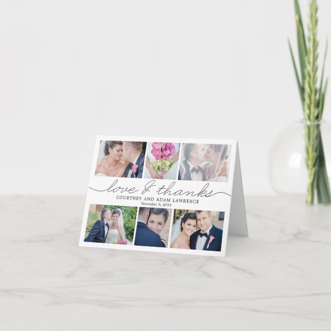 Liebliches Schreiben Hochzeit Danke Fotokarte (Vorderseite)