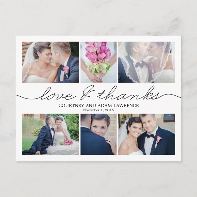 Liebliches Schreiben Hochzeit Dankeschön Karte - W (Vorderseite)