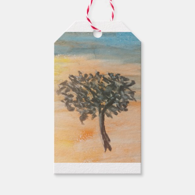 Liebliches Sonnenuntergang-Baumgeschenk Geschenkanhänger (Vorderseite)
